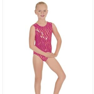 Eurotard Size Large Girls Tank Style STRETCH Leotard NWT Holographic Wave Cherry